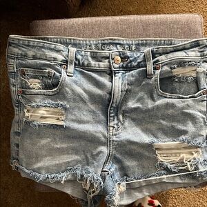 American Eagle Outfitters Light Blue Ripped Jean Shorts